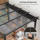 Pergola Gazebo 4x3 m con 8 Fori di Drenaggio in Alluminio Metallo e Poliestere Grigio Scuro