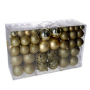 Set 100 Palline Decorative per Albero di Natale in Plastica oro cm Ø4,6,8