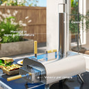 Forno per Pizza a Pellet 79x36x75 cm con Pietra Refrattaria e Pala in Acciaio Inox Argento  