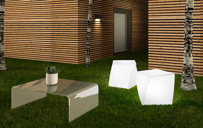 Pouf da Giardino Luminoso 45x45 cm in Resina Arkema Twisty Pouf SL
