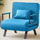 Poltrona Letto Reclinabile Chaise Lounge con Seduta Imbottita Convertibile Blu