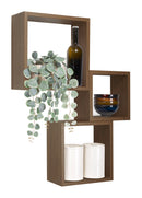 Set 3 Mensole da Parete Cubo in Fibra di Legno Incubo Rovere Tabacco