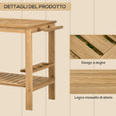 Carrello Portavivande da Giardino 95x47x74 cm con 2 Ripiani e Portabottiglie in Legno      