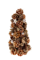 Set 2 Coni Decorativi 30 cm Natale con Stelle e Pigne 