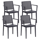 Set 4 Sedie Impilabili 81x57x56 cm con Braccioli in Polipropilene e Fibra di Vetro Porto Antracite