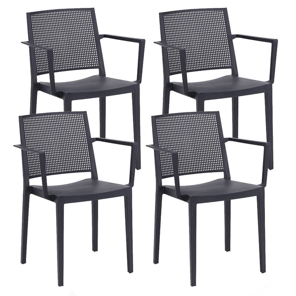 acquista Set 4 Sedie Impilabili 81x57x56 cm con Braccioli in Polipropilene e Fibra di Vetro Porto Antracite