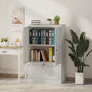 Armadietto da Ufficio 80x40x130 cm con Ripiano Interno e Cassetto in Acciaio Bianco      