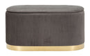 Panca con Contenitore e Sgabelli Shopy Grigia Set 3 Pz 80x37x42 cm - Ø29x35 cm in Ferro e MDF e Spugna e Poliestere Grigio e Oro      