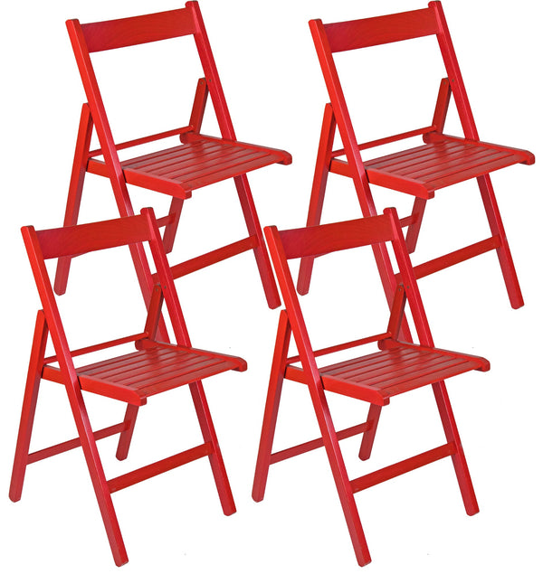 Set 4 Sedie Pieghevole 47,5x42,5x45/79 cm in Legno di Faggio FSC Rossa sconto