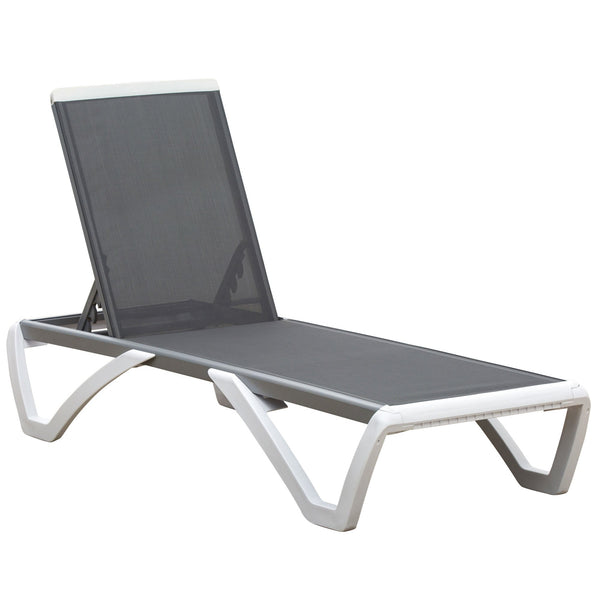 Lettino Prendisole con Schienale Reclinabile 195x67.5x33 cm Grigio e Bianco acquista