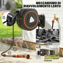Avvolgitubo Retrattile 28+2 m con Riavvolgimento Automatico e Sistema di Bloccaggio Nero e Arancione      