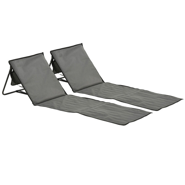 prezzo Set 2 Sdraio 142x51x40 cm Pieghevoli con Tasca Resistente Acqua in Tessuto Oxford Grigio