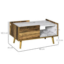 Tavolino da Caffè Rettangolare 80x45x40,5 cm con Cassetto e Ripiano Marrone e Bianco