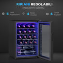 Cantinetta Vino Refrigerata per 20 Bottiglie Capacità 53L Porta in Vetro Anti-UV Nero   