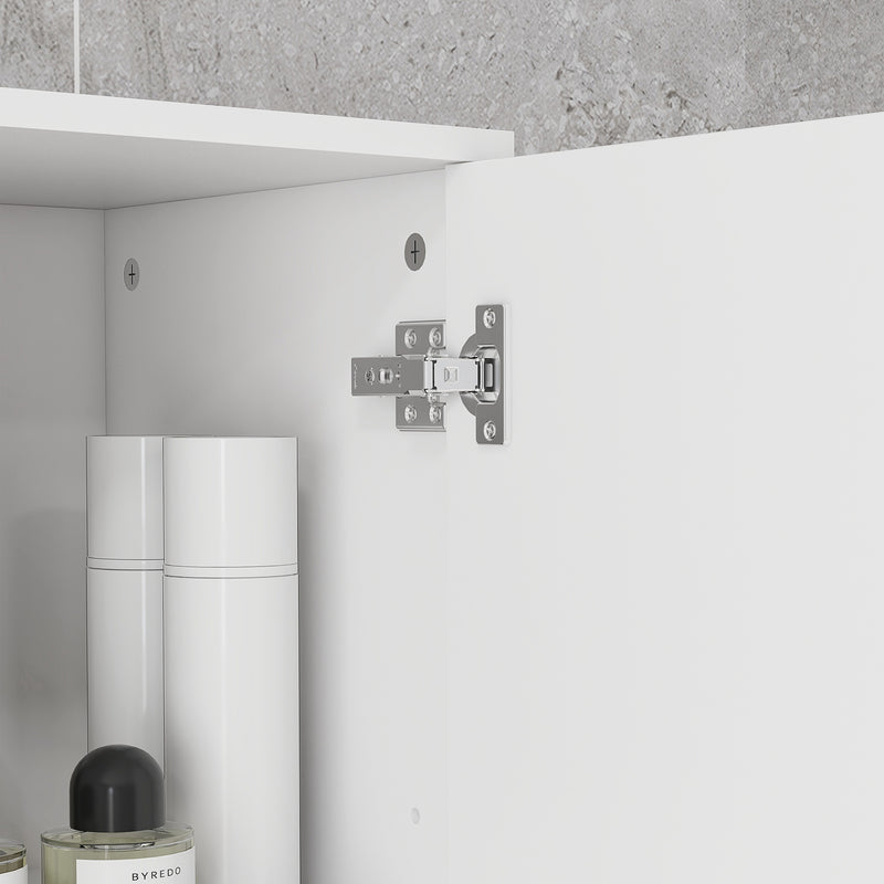 Mobile a Colonna Bagno 30x30x180 cm con Armadietti e Ripiani a Giorno Rivestimento in Melamina Bianco Lucido  