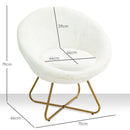 Poltrona Moderna da Camera in Finta Pelliccia con Gambe in Metallo 75x66x79 cm Bianco 