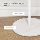 Appendiabiti da Terra 6 Ganci 32x171 cm Disco in Acciaio e Base in Ardesia Bianco