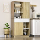 Credenza Moderna 89x39,6x180 cm in Legno Naturale e Bianco