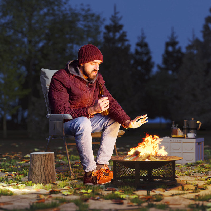 Sedia da Campeggio Pieghevole 66x58x105 cm Regolabile su 5 Livelli Grigio Chiaro   