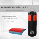 Set Sacco da Boxe per Adulti 30x30x120 cm da Appendere con Guantoni e Ganci in PVC e Acciaio Nero Rosso      