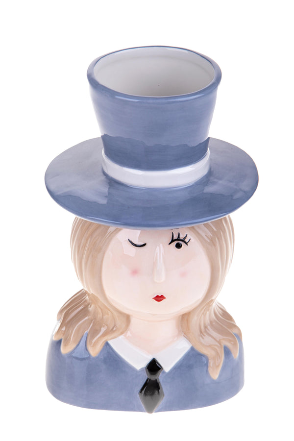 sconto Vaso a Forma di Testa con Cappello H 25,4 cm