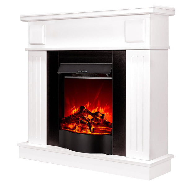 prezzo Camino Elettrico da Pavimento 99,7x103,4x27 cm Effetto Fiamma 1600W Oscar & Corsica Bianco/nero