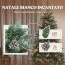 Albero di Natale Alto 180 cm  con 620 Rami Pigne e Bacche Rosse con Base in Metallo Verde      