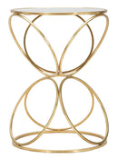 Tavolinetto Circly Ø38x53 cm in Ferro e Specchio Oro e Argento