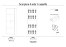 Scarpiera 4 Ante 1 Cassetto 63x164x29 cm Rovere Naturale