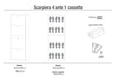 Scarpiera 4 Ante 1 Cassetto 63x164x29 cm Ossido Bianco