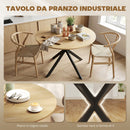 Tavolo da Pranzo Rotondo Stile Industriale Ø100x75 cm con Piano in Truciolare e Gambe a Croce in Acciaio Quercia      