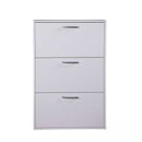 Scarpiera Salvaspazio 3 Ante 9 Paia 65x15x99,6 cm in Truciolare Nobilitato Bianca