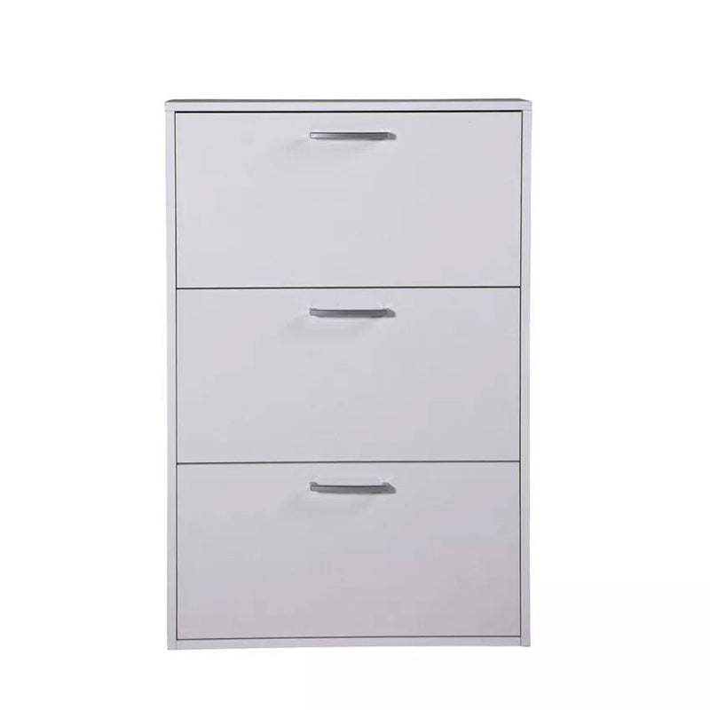 Scarpiera Salvaspazio 3 Ante 9 Paia 65x15x99,6 cm in Truciolare Nobilitato Bianca