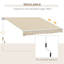 Tenda da Sole per Esterno a Bracci Avvolgibile 360x250 cm con Apertura a Manovella Crema