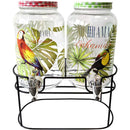 Dispenser Bibite con Rubinetto In Vetro 2 x 3Lt Erogatore Acqua Bevande Con Stand