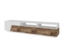 Mobile TV 2 Ante 2 Cassetti 200,1x43x46 cm Alien Bianco Lucido e Acero Pereira