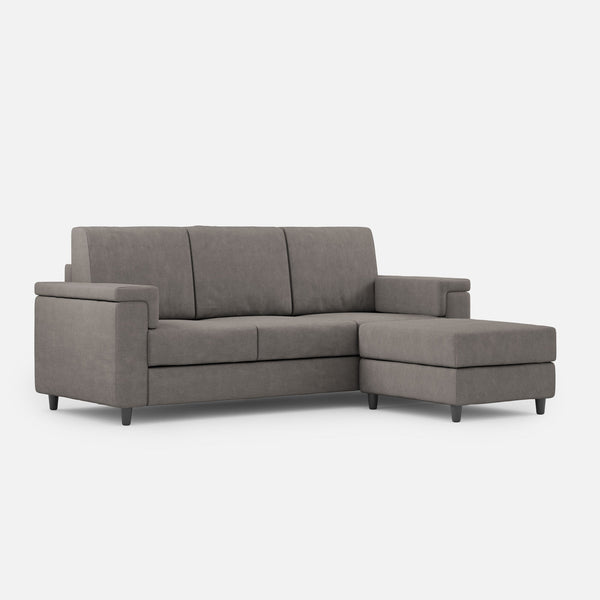 Divano 3 Posti con Pouf 208x155x85 cm Marrak in Tessuto Grigio acquista