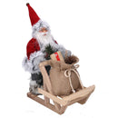 Pupazzo Babbo Natale in Tessuto con slitta regali grigio rosso cm 33x12xh30