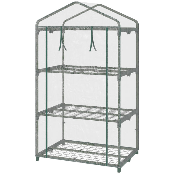 sconto Mini Serra 3 Ripiani 69x49x125 cm Copertura in Plastica Trasparente