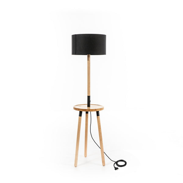 sconto Lampada da Terra 40x40xH135 cm in Tessuto e Legno Acrux Nero