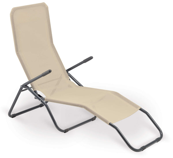 Lettino Prendisole in Acciaio e Textilene Beige prezzo