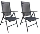 Set 2 Sedie da Giardino Pieghevoli 68x57x103 cm con Braccioli Grigio Scuro