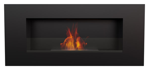 prezzo Camino a Bioetanolo da Parete 90x40 cm con Vetro o Senza Vetro Flig Huston 2 Nero