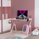 Scrivania da Gaming 110x59x75 cm in MDF e Metallo Rosa