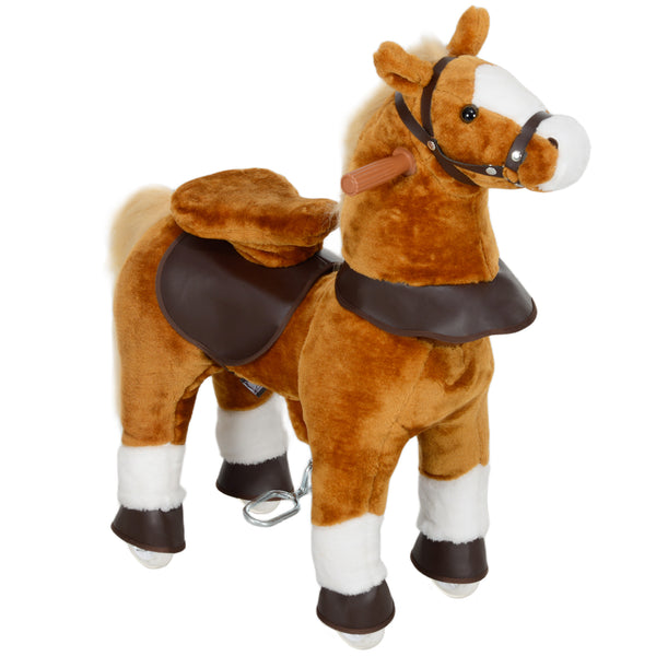 Cavallo a Dondolo per Bambini 3+ Anni 70x28x70 cm con Suoni Realistici e Pedale in Poliestere e PP Marrone acquista