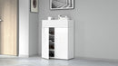 Scarpiera 2 Ante e 1 Ripiano a Ribalta 76x35x100 cm Savona 2A 1R Bianco Opaco/Larice Bianco  