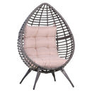 Poltrona da Giardino in Vimini 101x89x156 cm con Cuscino  Beige