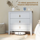 Cassettiera per Camera da Letto a 3 Cassetti 80x40x78,5 cm con Maniglie in Finta Pelle in Legno Bianco  