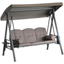 Dondolo da Giardino 3 Posti 208x121x172 cm con Tetto Regolabile Portabicchieri e Cuscini Marrone      