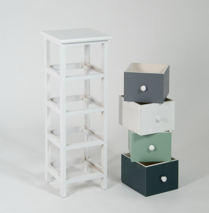 Cassettiera 4 Cassetti in Legno Massello 25x25x71 cm Fumer Rosy